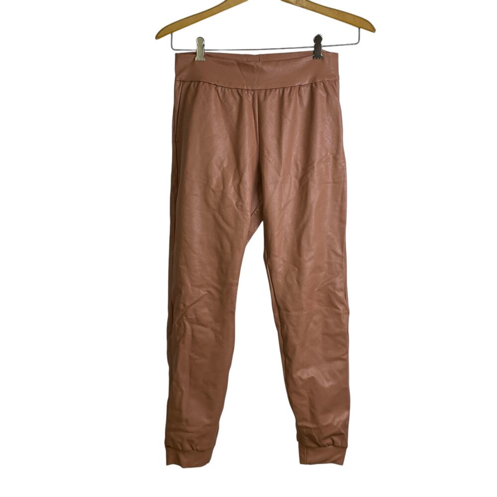 Commando Faux Leather Jogger Pants Small Cocoa Womens Stretch Tapered